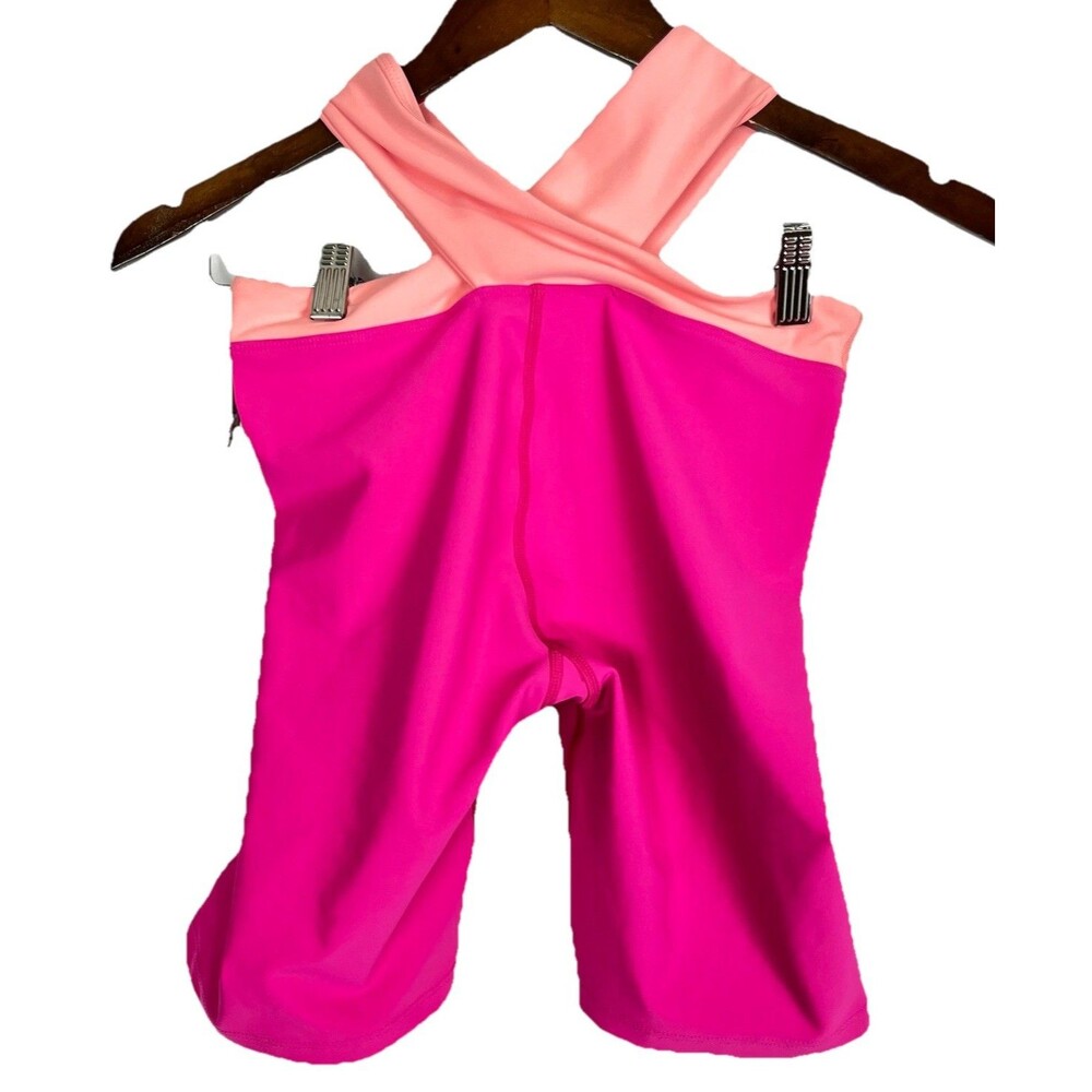 Aqua Athletic Women’s Biker Active Short Pink Peach Crisscross Size S NWT